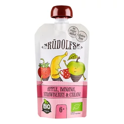 Rudolfs Organic Alma - Banán - Eper gyümölcspüré tejszínnel 110g