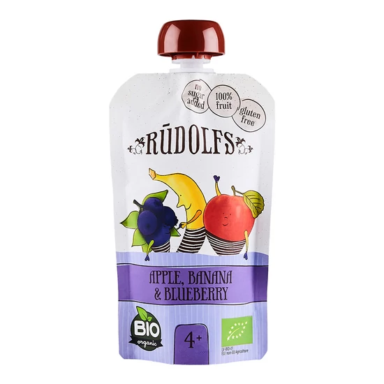 Rudolfs Organic Alma - Banán - Áfonya gyümölcspüré 110g