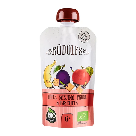 Rudolfs Organic Alma - Banán - Szilva gyümölcspüré keksszel 110g